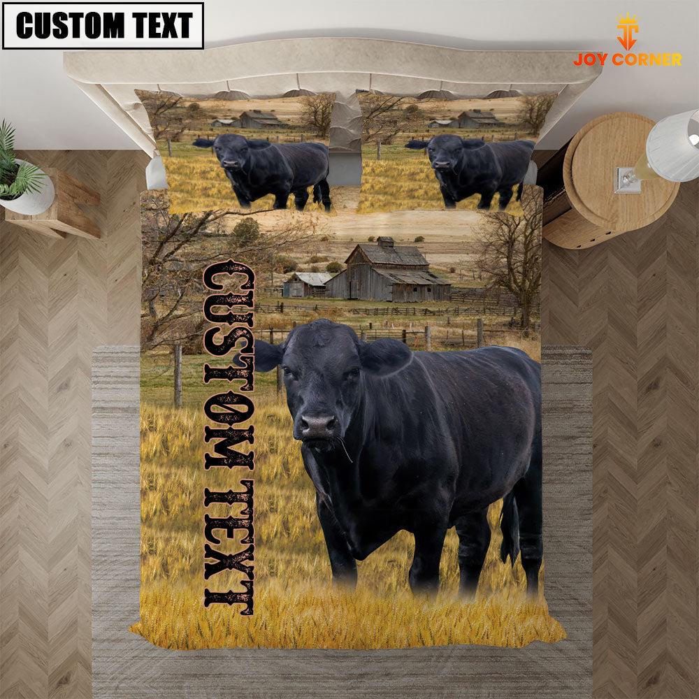 Personalized Name Angus Cattle On The Farm 3D Bedding Set