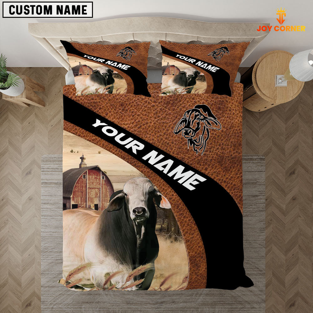 Brahman On The Farm Customized Name Red Barn Bedding Set