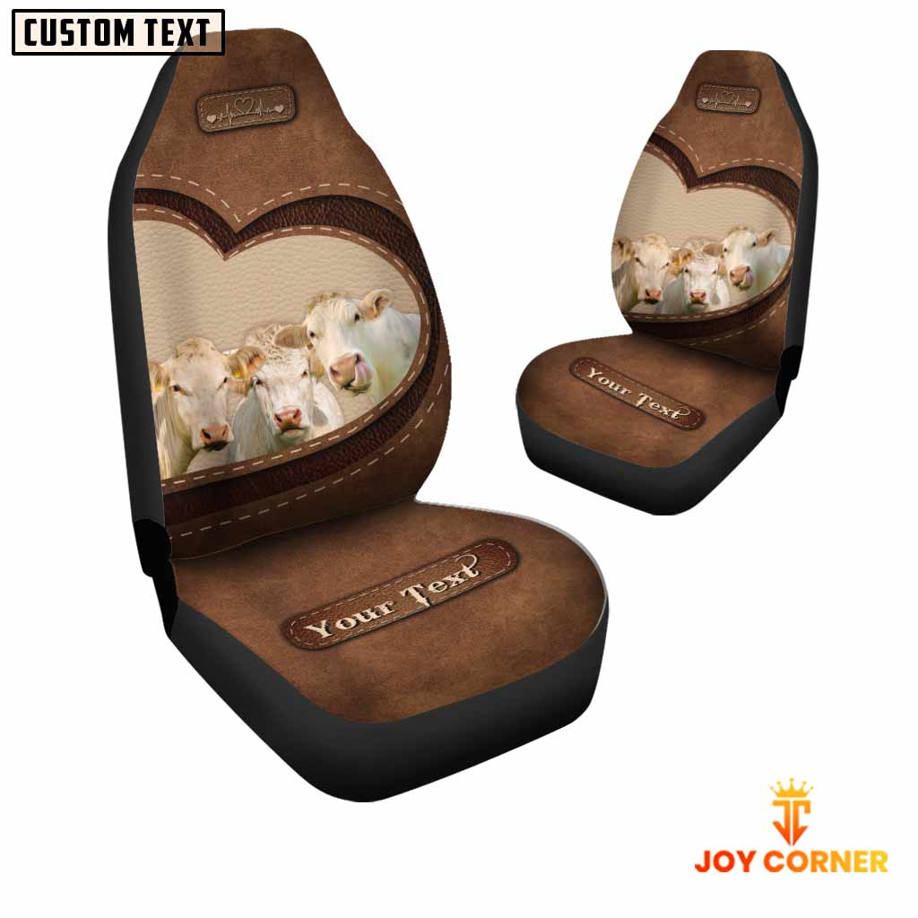 Charolais Pattern Customized Name Heart Car Seat Cover Set