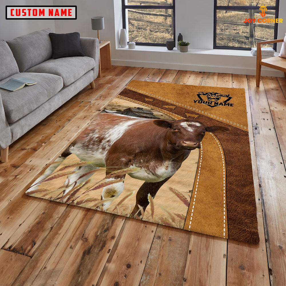 Shorthorn Farming Brown Personalized Name 3D Rug