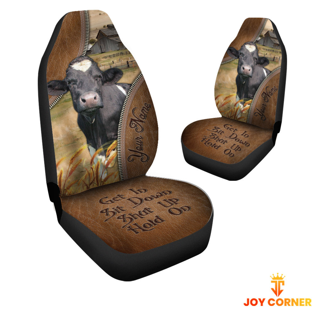 Holstein Customized Name Leather Pattern Car Seat Covers (2Pcs)