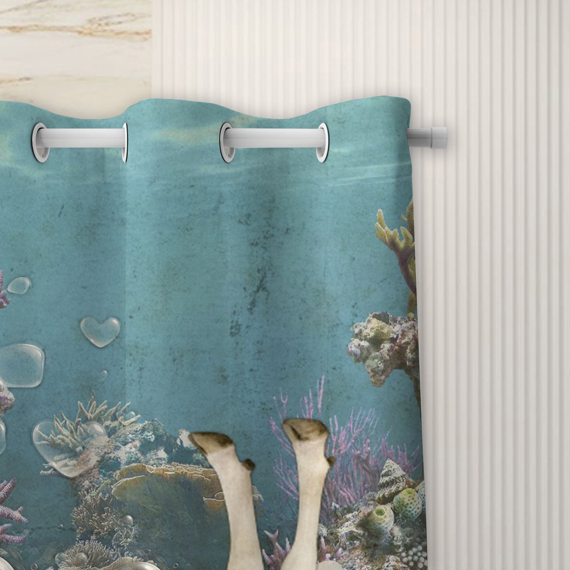 Holstein Taking Shower Under The Sea 3D Shower Curtain