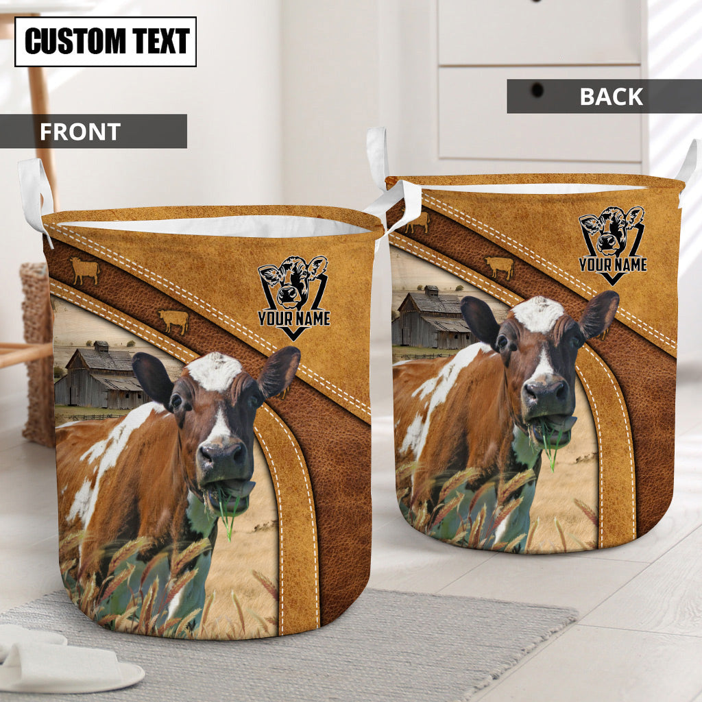 Ayrshires Cattle Brown Custom Name Basket
