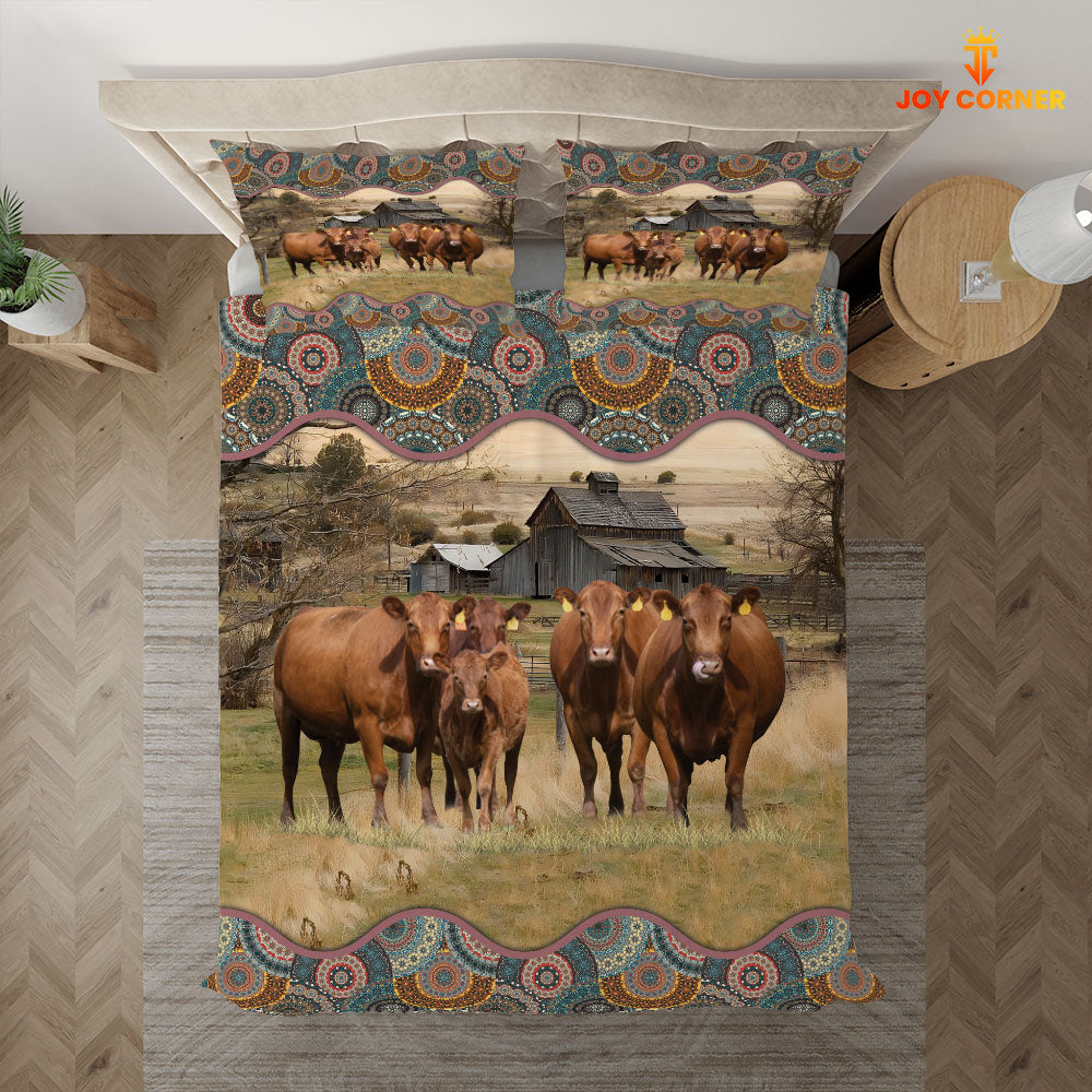 Red Angus Vintage 3D Bedding Set