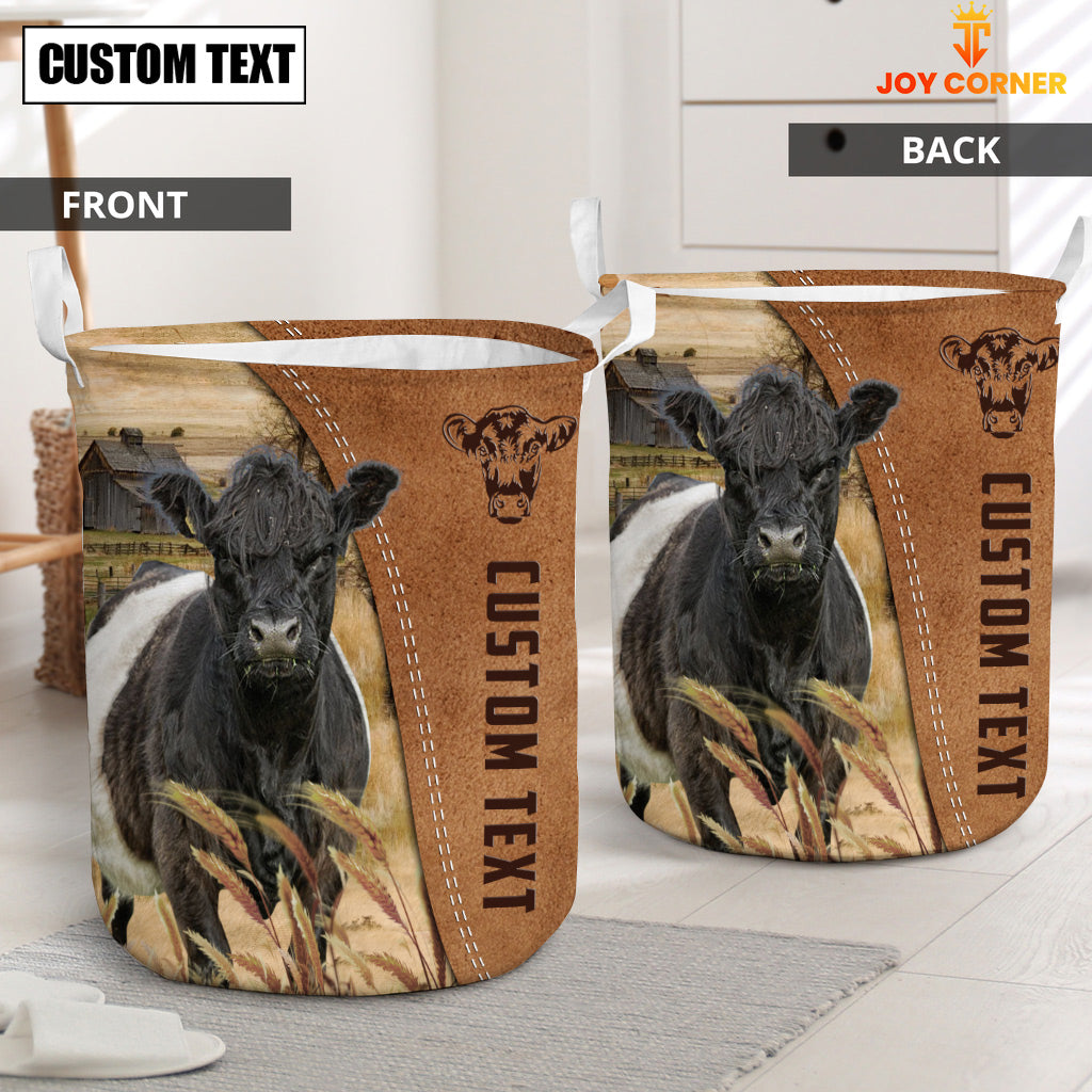 Belted Galloway Brown Farm Custom Name Laundry Basket
