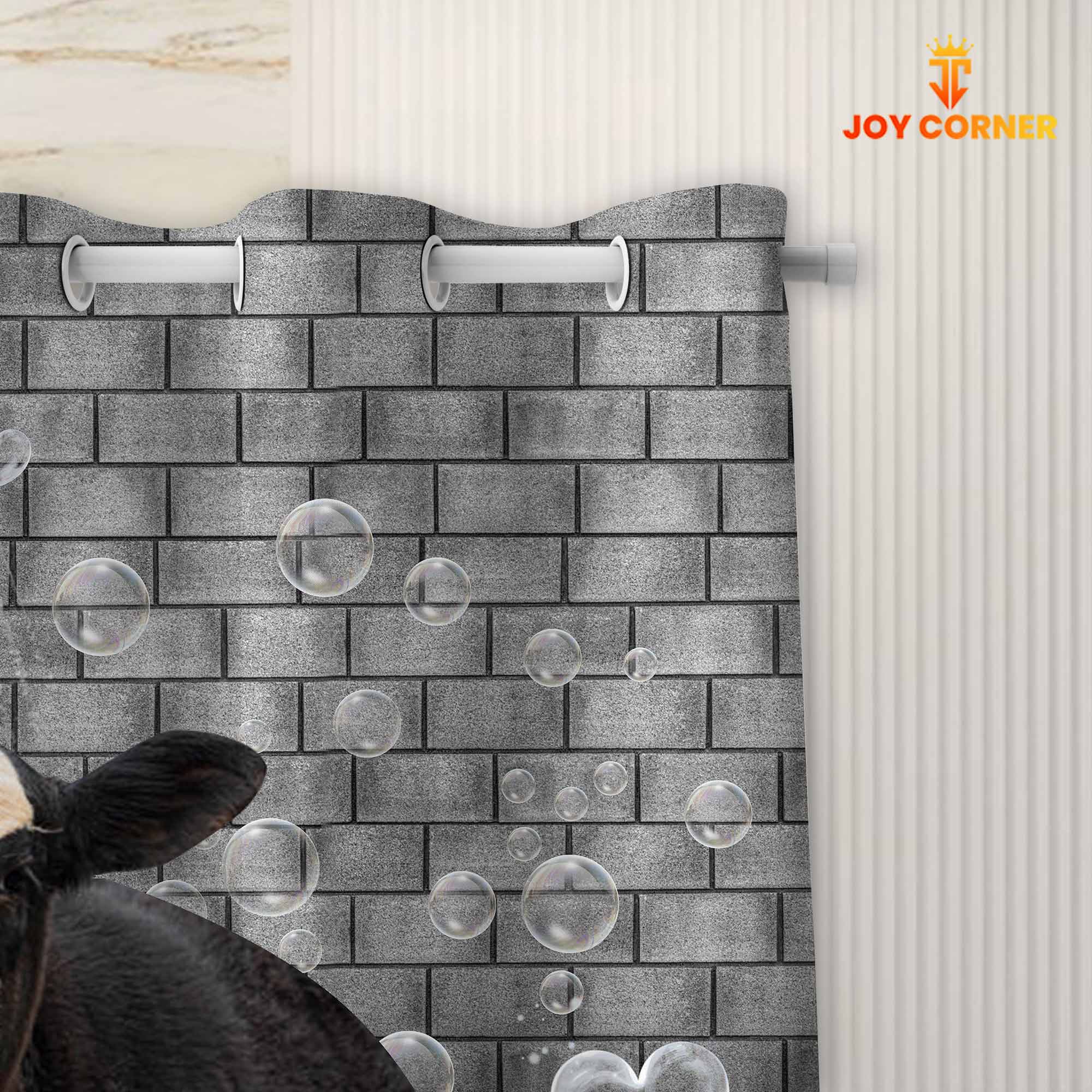 Black Hereford Brick Wall 3D Shower Curtain