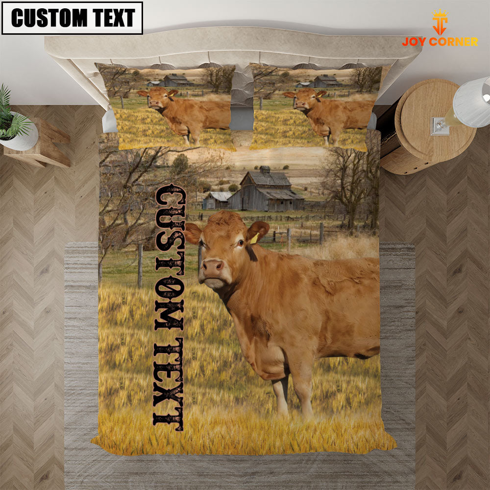 Personalized Name Limousin Cattle On The Farm 3D Bedding Set