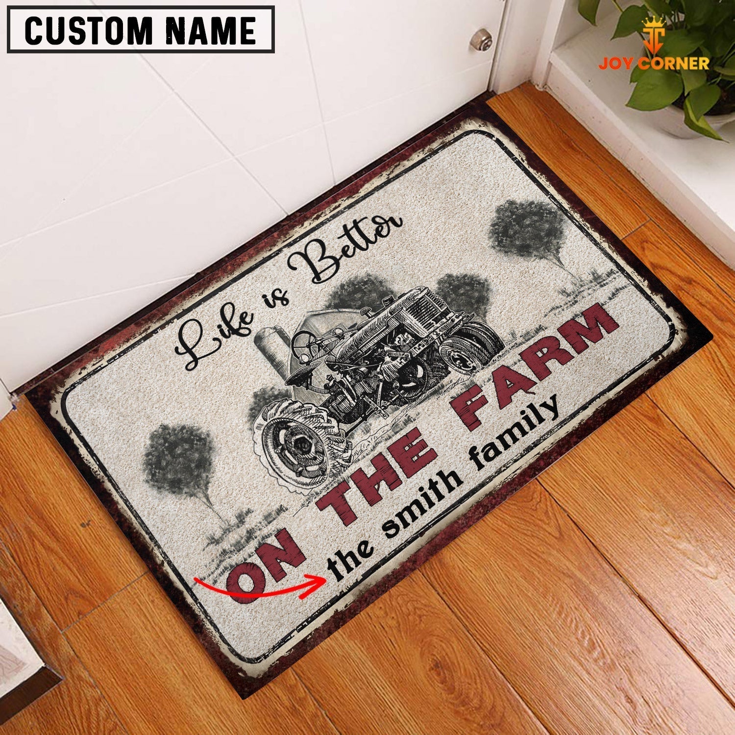 Farm Tractor Life is Better Custom Name Doormat
