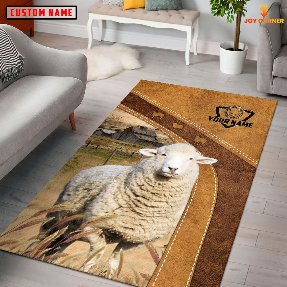 Sheep Farming Brown Personalized Name 3D Rug