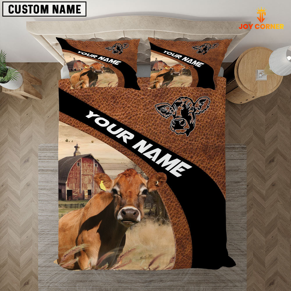 Jersey On The Farm Customized Name Red Barn Bedding Set