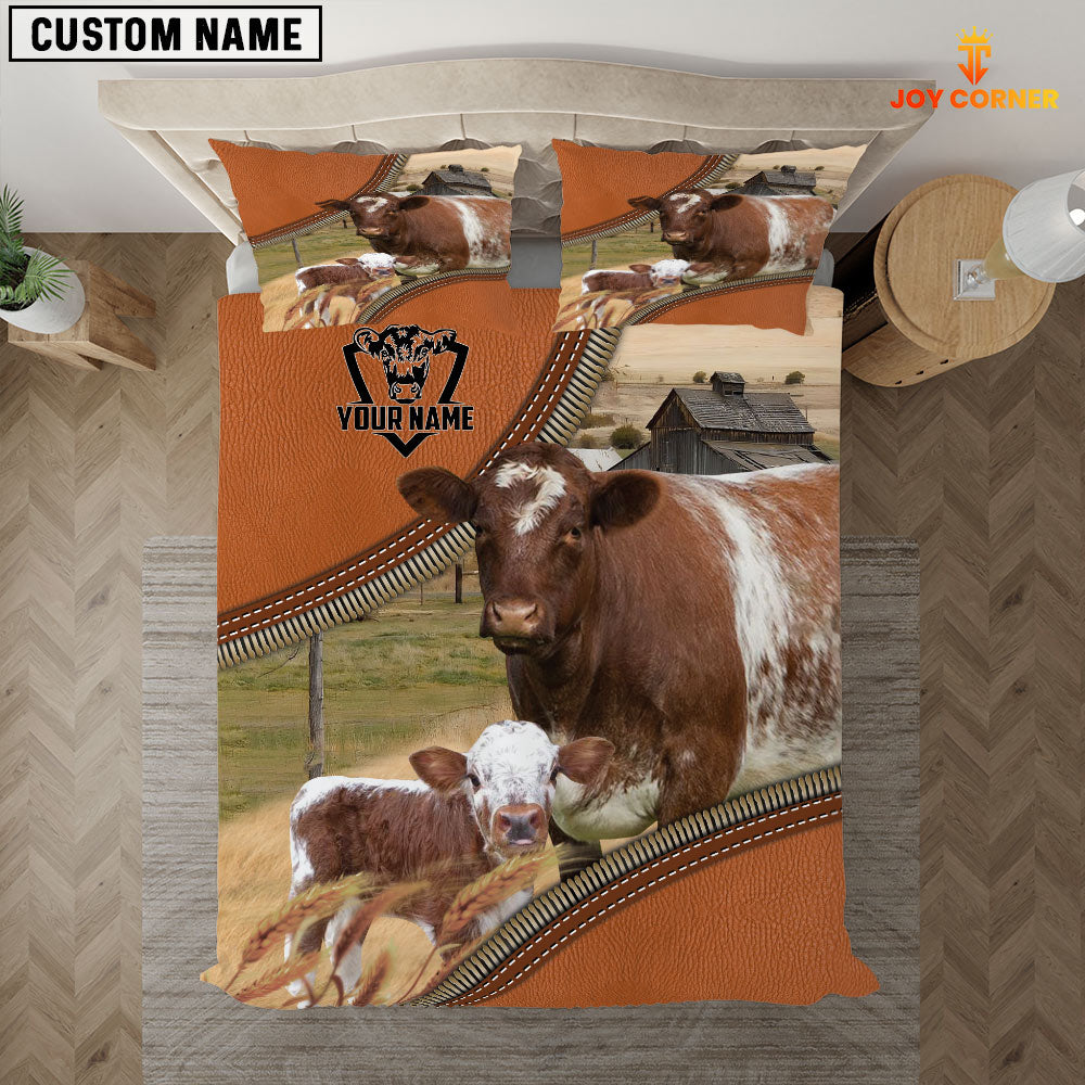 Shorthorn On The Farm Customized Name 3D Bedding Set