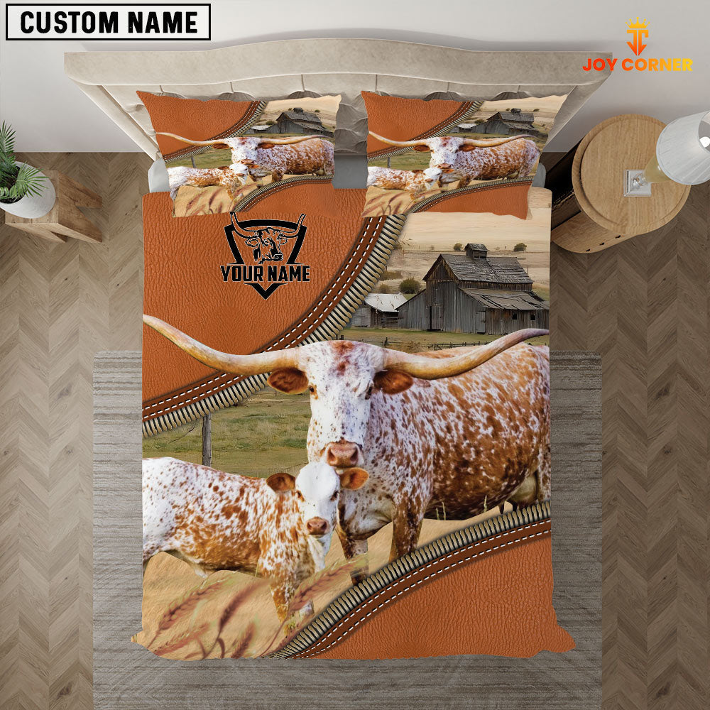Texas Longhorn On The Farm Customized Name 3D Bedding Set
