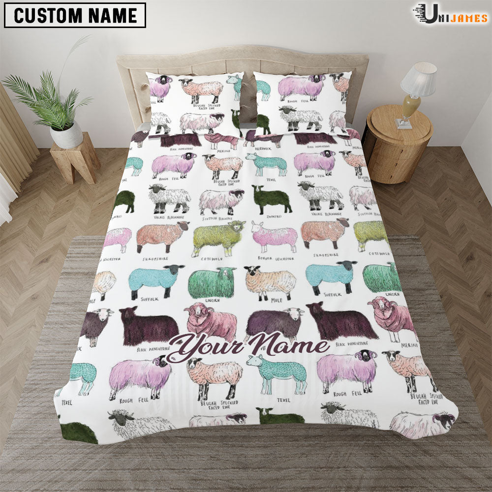 Sheep Breed Pattern Custom Name Bedding Set