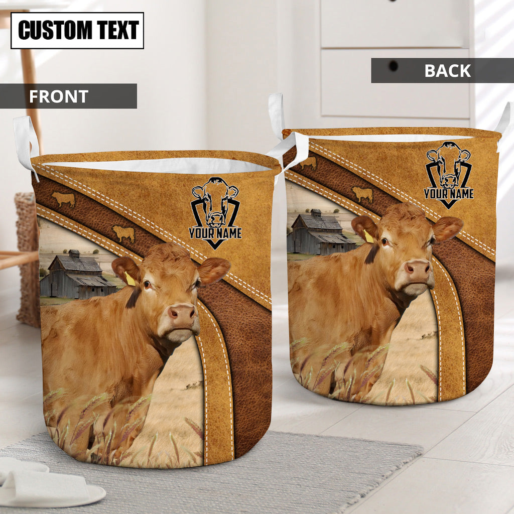 Limousin Cattle Brown Custom Name Basket