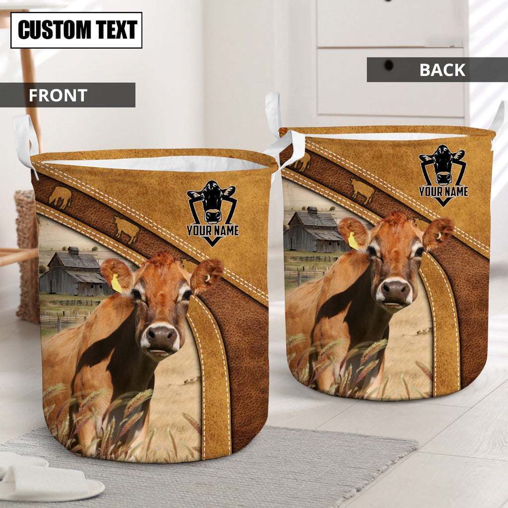 Jersey Cattle Brown Custom Name Basket