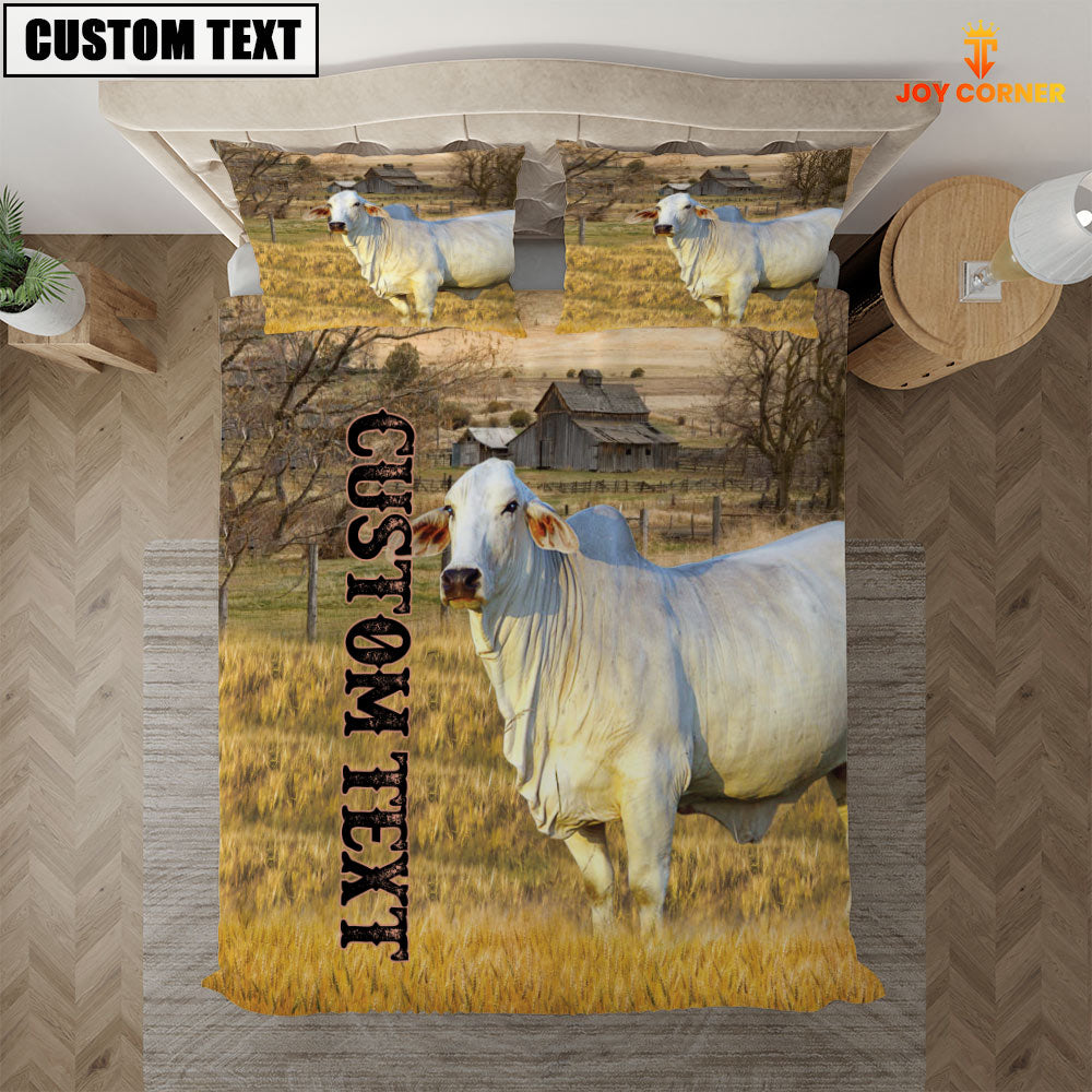 Personalized Name Brahman Cattle On The Farm 3D Bedding Set