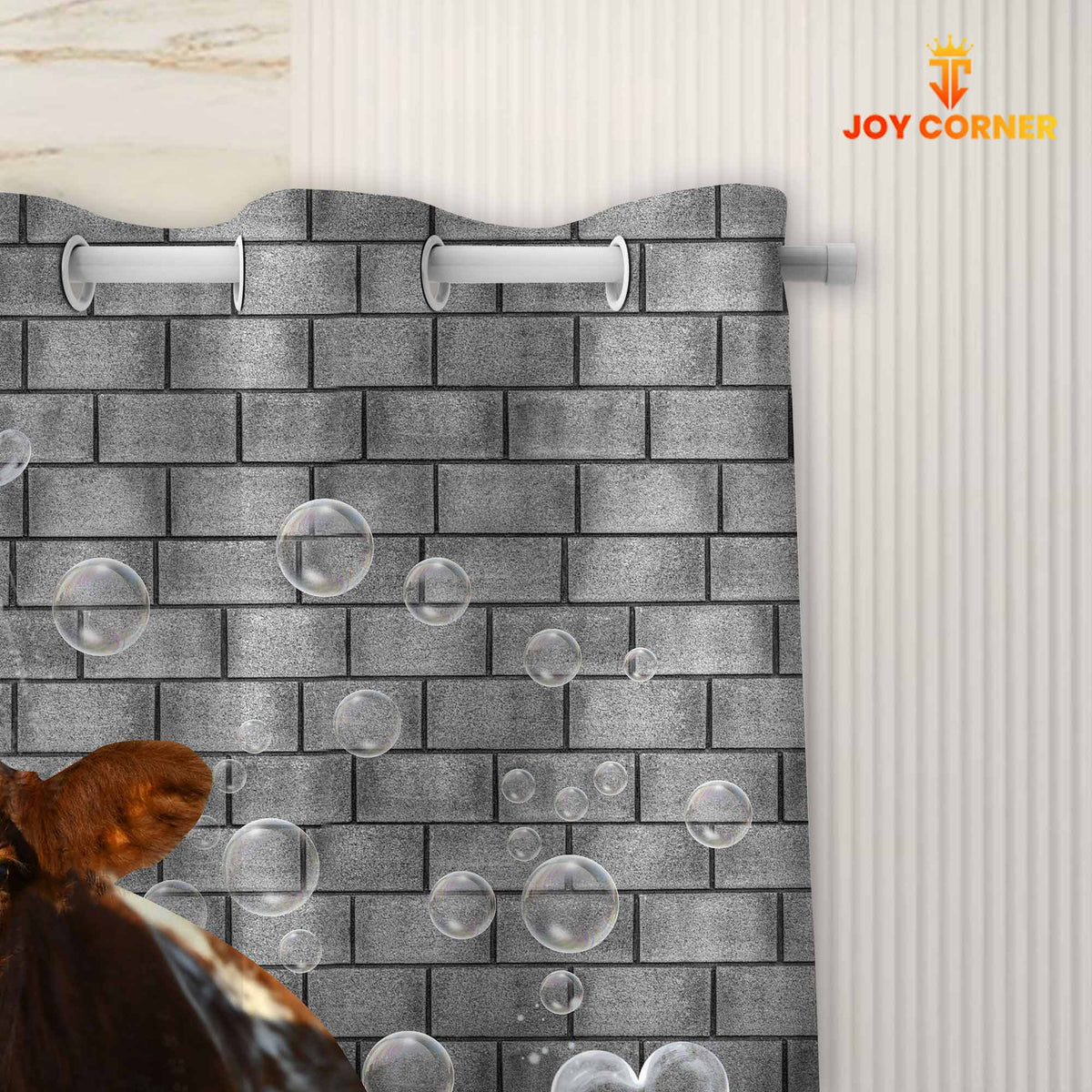 Shorthorn Brick Wall 3D Shower Curtain