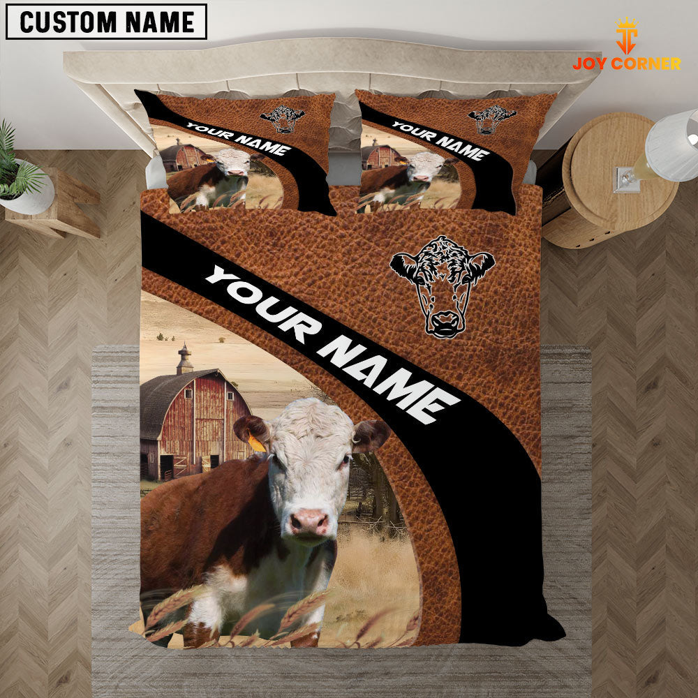 Hereford On The Farm Customized Name Red Barn Bedding Set