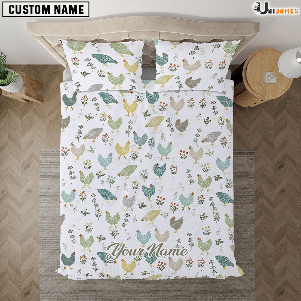 Chicken Light Pattern Custom Name Bedding Set