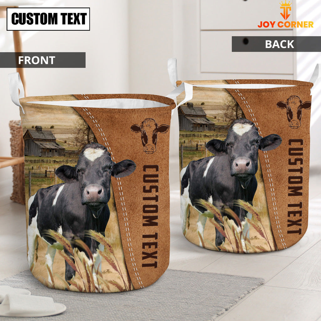 Holstein Brown Farm Custom Name Laundry Basket