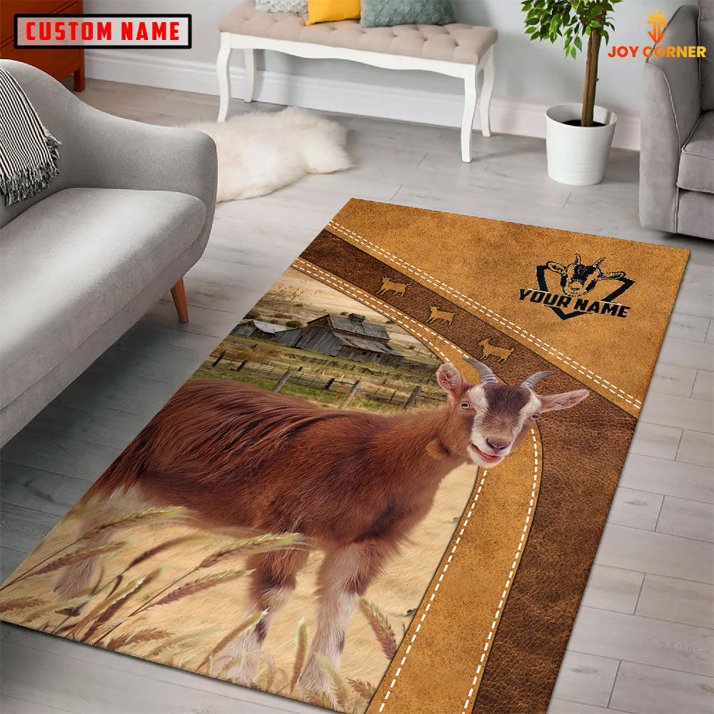 Goat Farming Brown Personalized Name 3D Rug