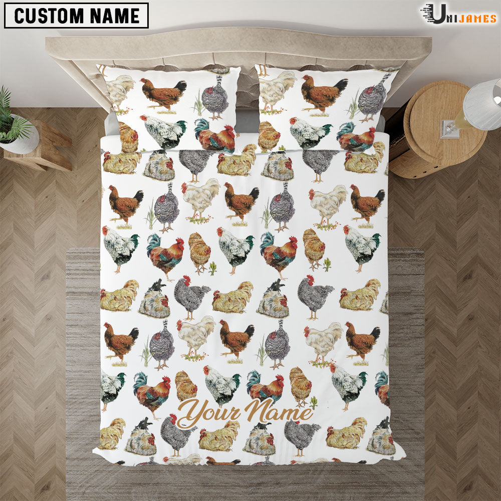Chicken Beautiful Pattern Custom Name Bedding Set