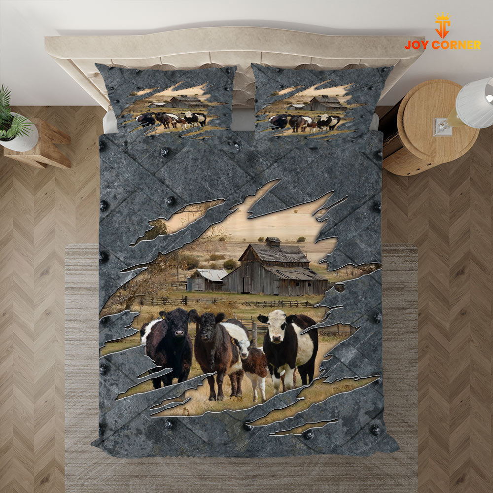 Belted Galloway On The Farm Customized Name Bedding Set