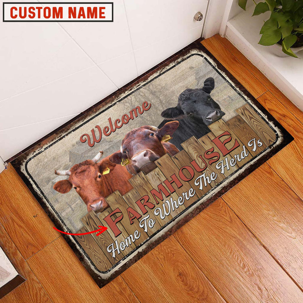Dexter Custom Name - Home To Where The Herd Is FarmHouse Doormat