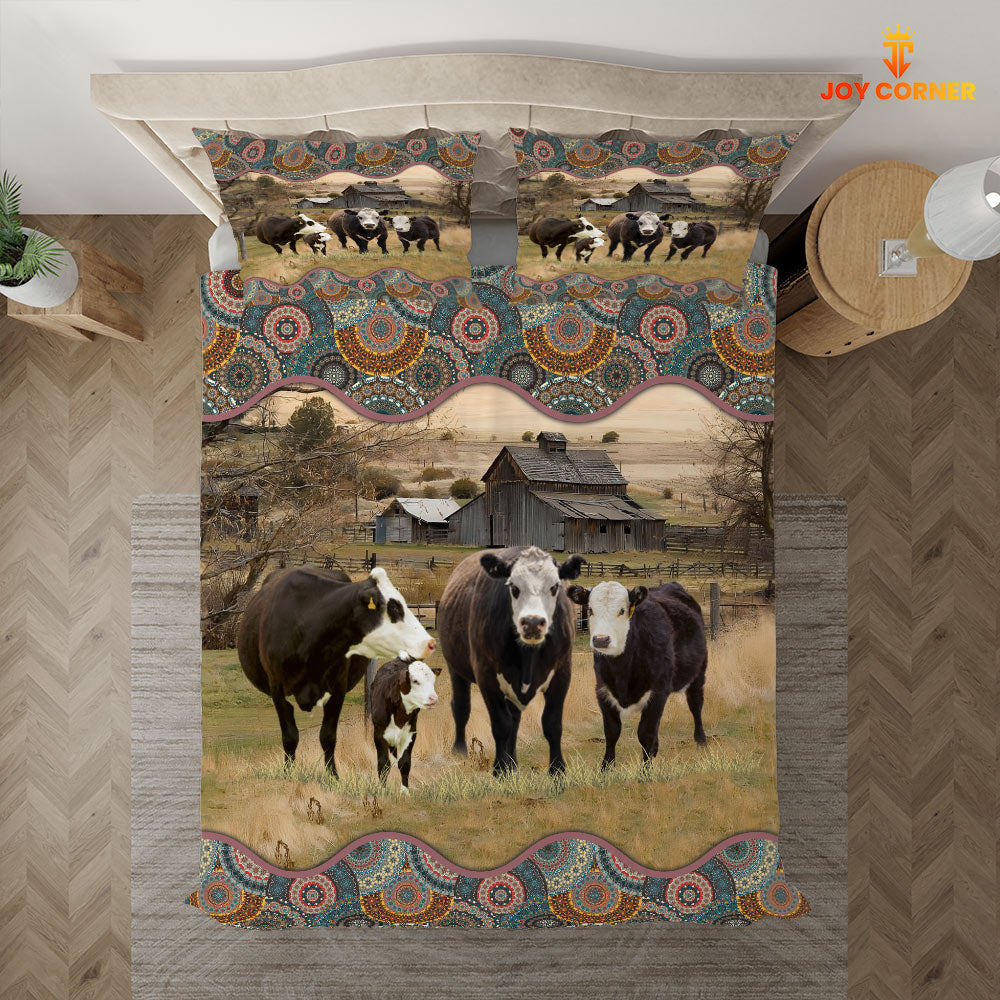Black Hereford Vintage 3D Bedding Set