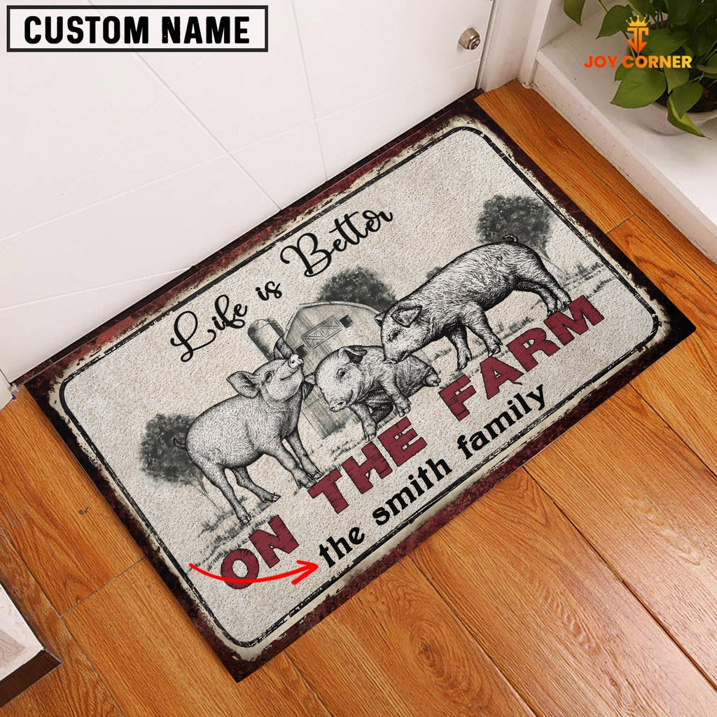 Pig Life is Better Custom Name Doormat