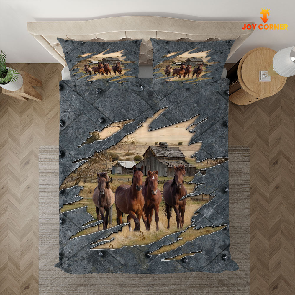 Horse On The Farm Customized Name Bedding Set