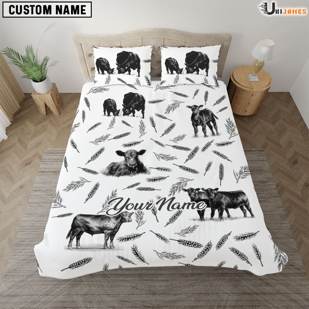 Black Angus Pattern Custom Name Bedding Set