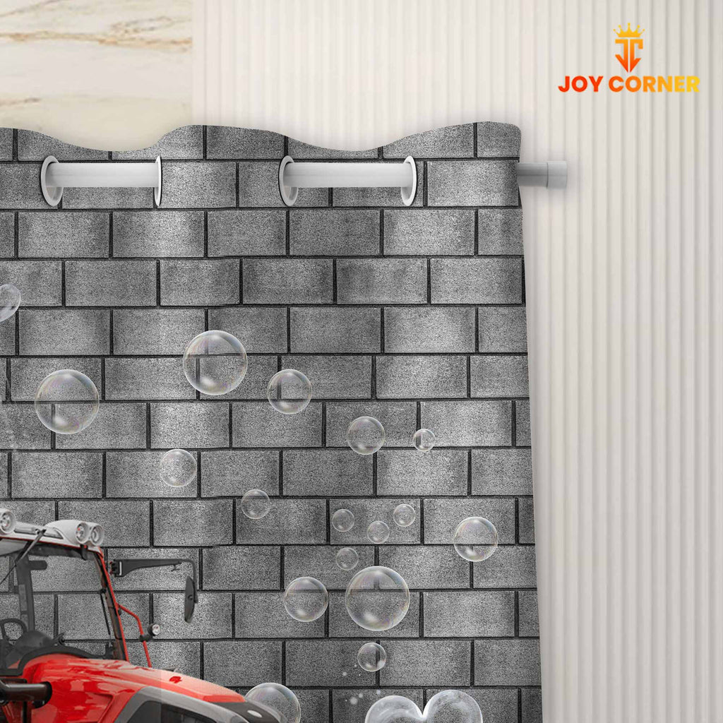 Red Tractor Brick Wall 3D Shower Curtain