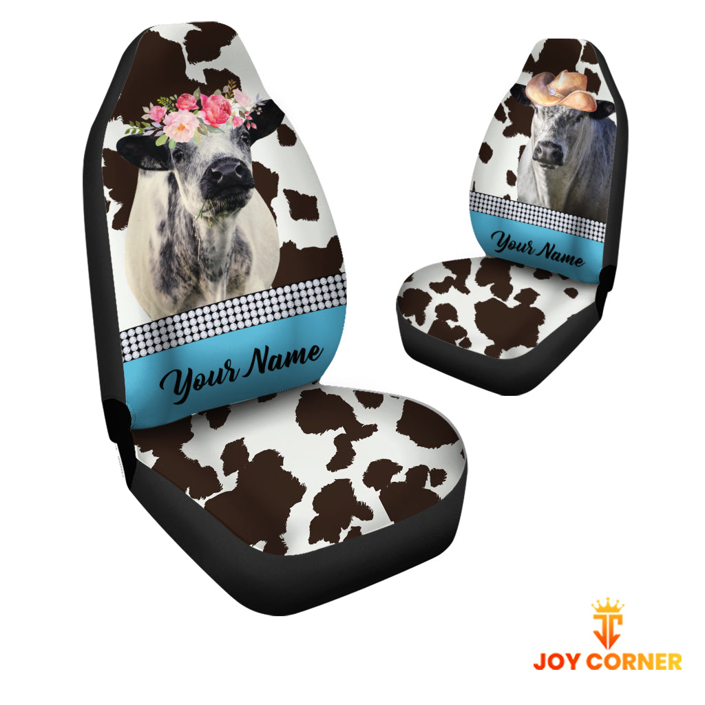 Speckle Park Pattern Customized Name Dairy Cow Car Seat Cover Set