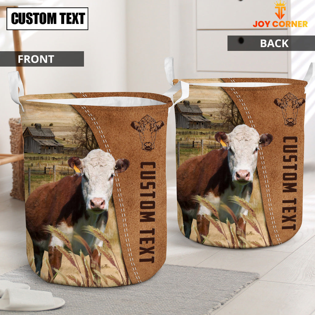 Hereford Brown Farm Custom Name Laundry Basket