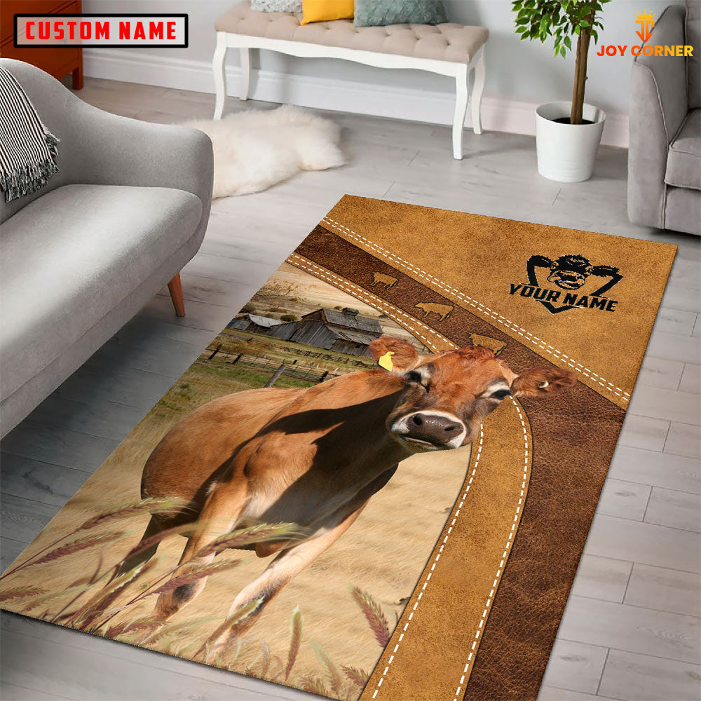 Jersey Farming Brown Personalized Name 3D Rug