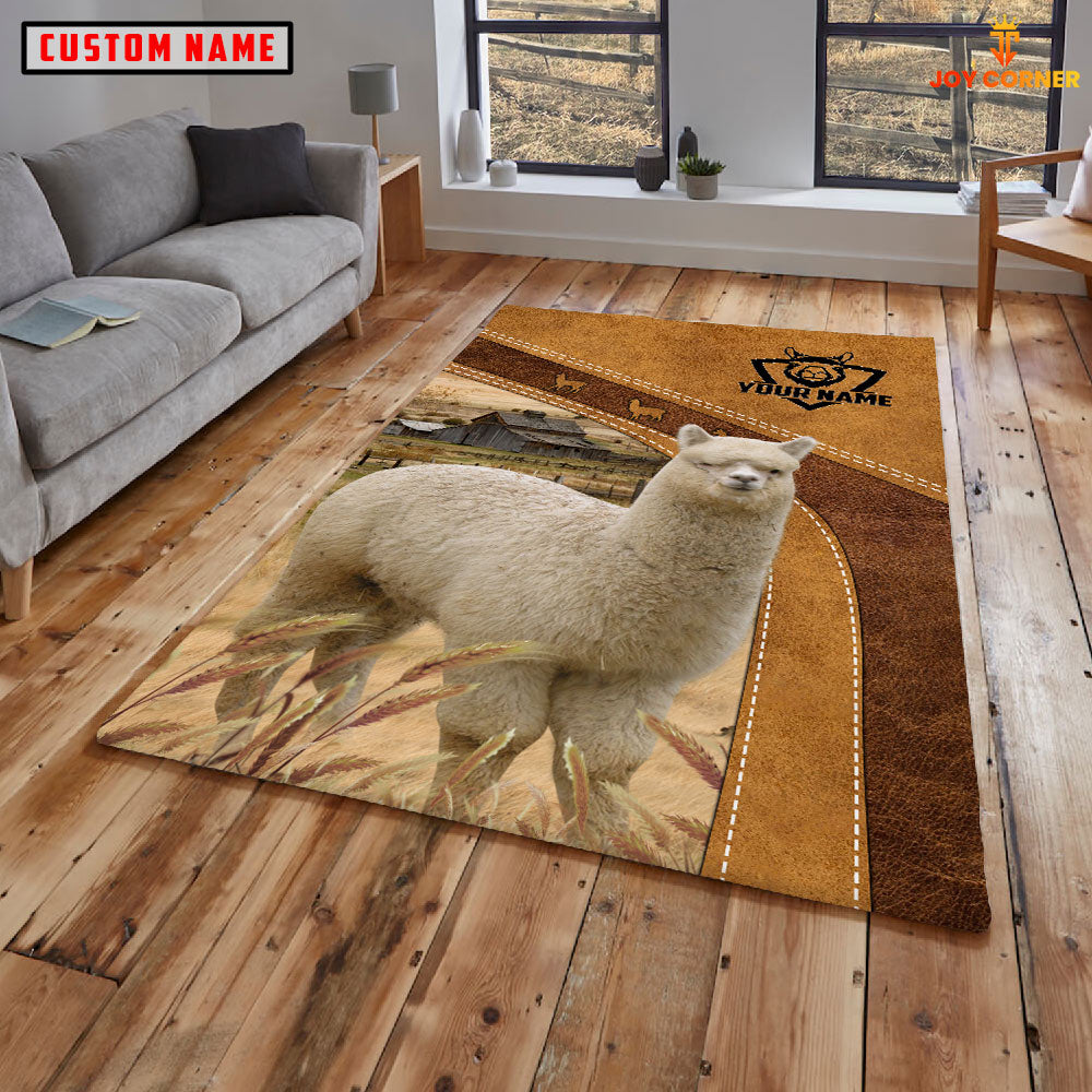 Alpaca Farming Brown Personalized Name 3D Rug