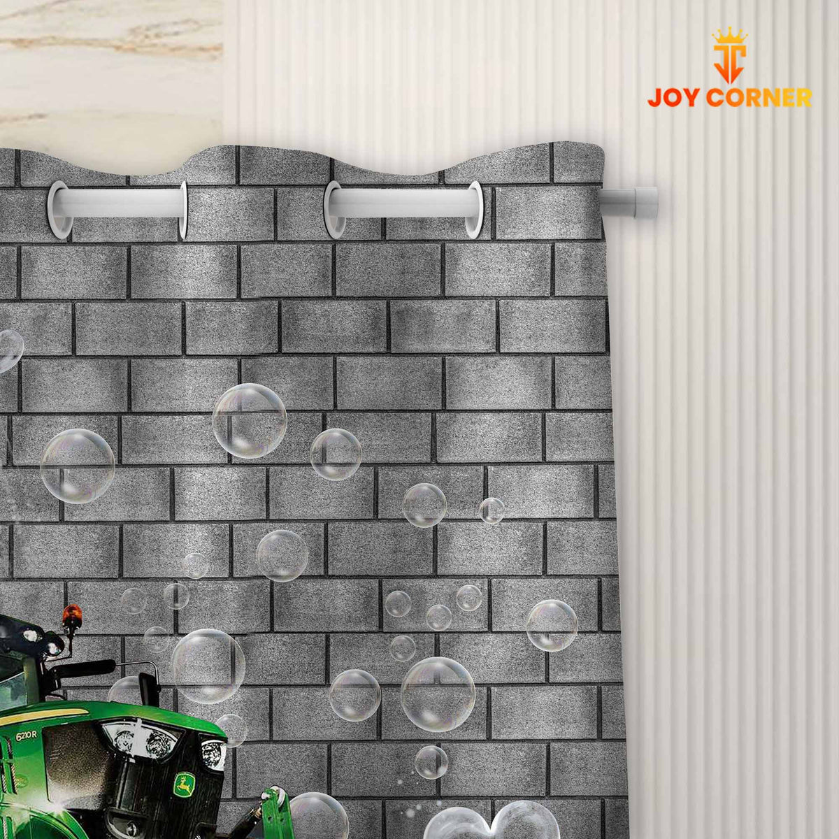 Tractor Brick Wall 3D Shower Curtain