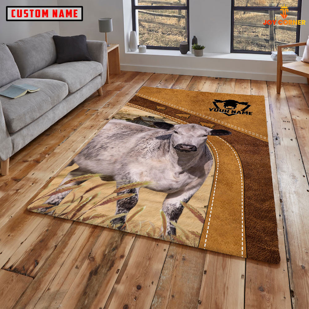 Speckle Park Farming Brown Personalized Name 3D Rug
