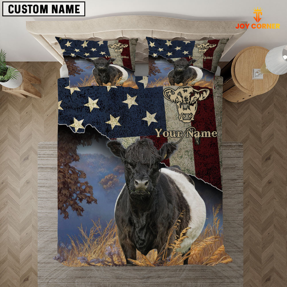 Belted Galloway America Customized Name 3D Bedding Set