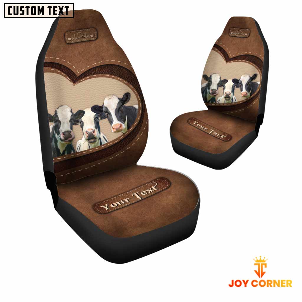 Holstein Pattern Customized Name Heart Car Seat Cover Set