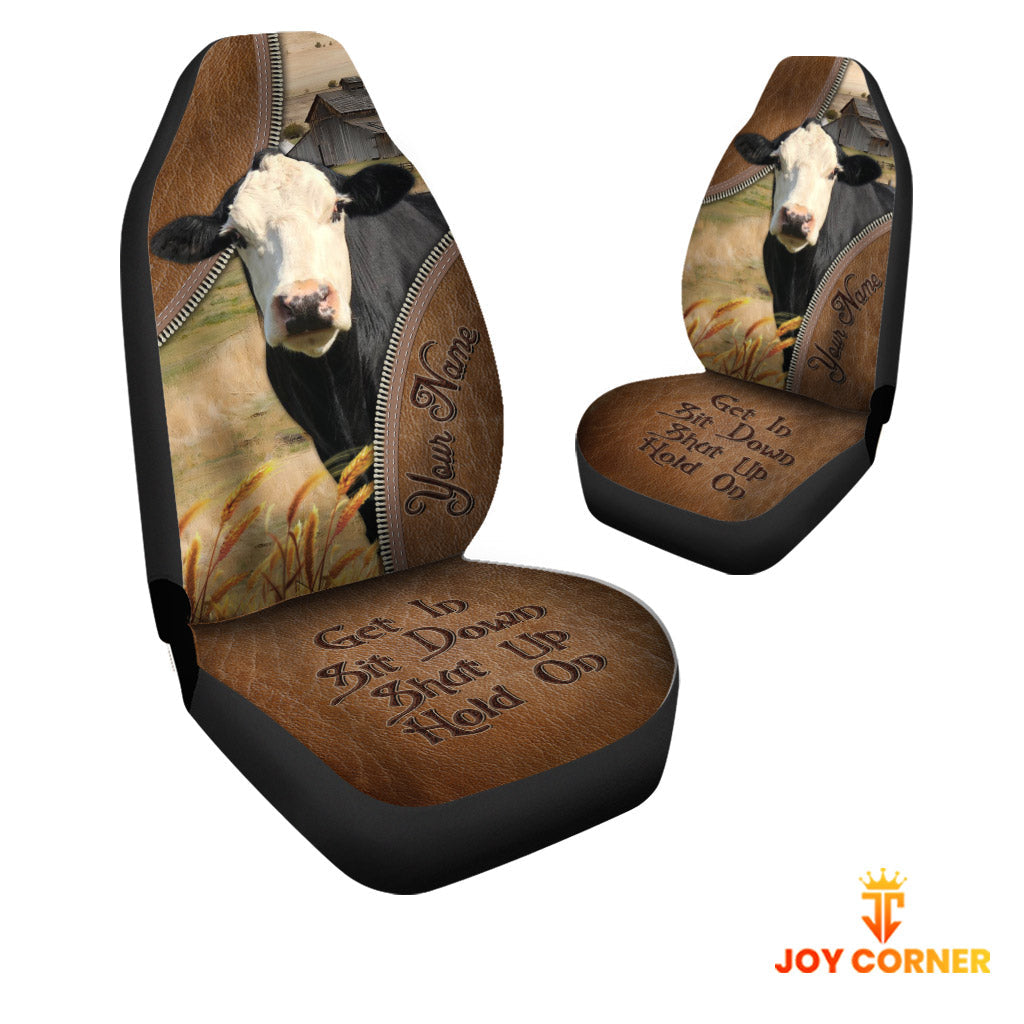 Black Baldy Customized Name Leather Pattern Car Seat Covers (2Pcs)