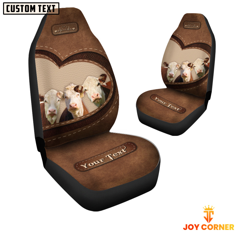 Hereford Pattern Customized Name Heart Car Seat Cover Set