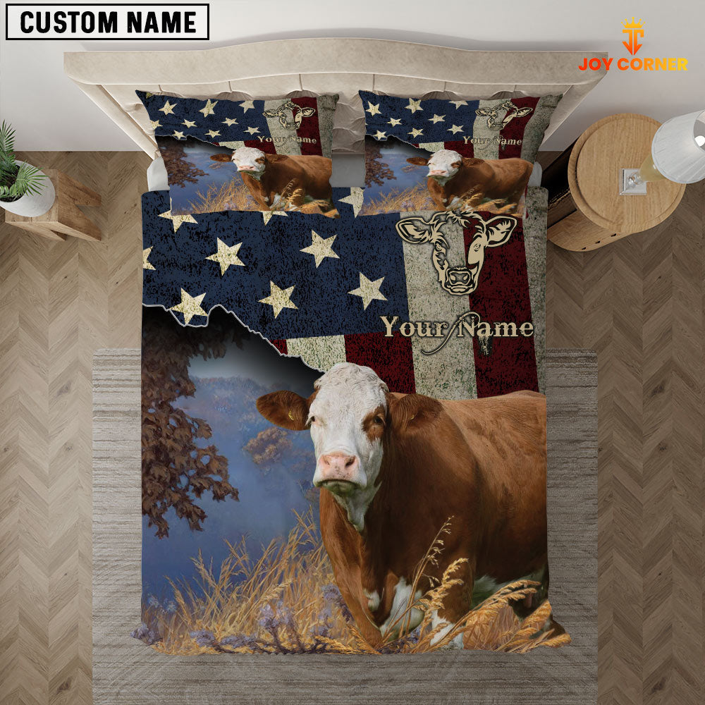 Simmental America Customized Name 3D Bedding Set