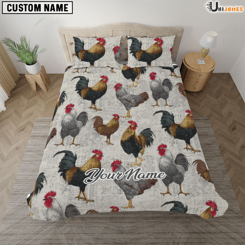 Chicken Paper Pattern Custom Name Bedding Set