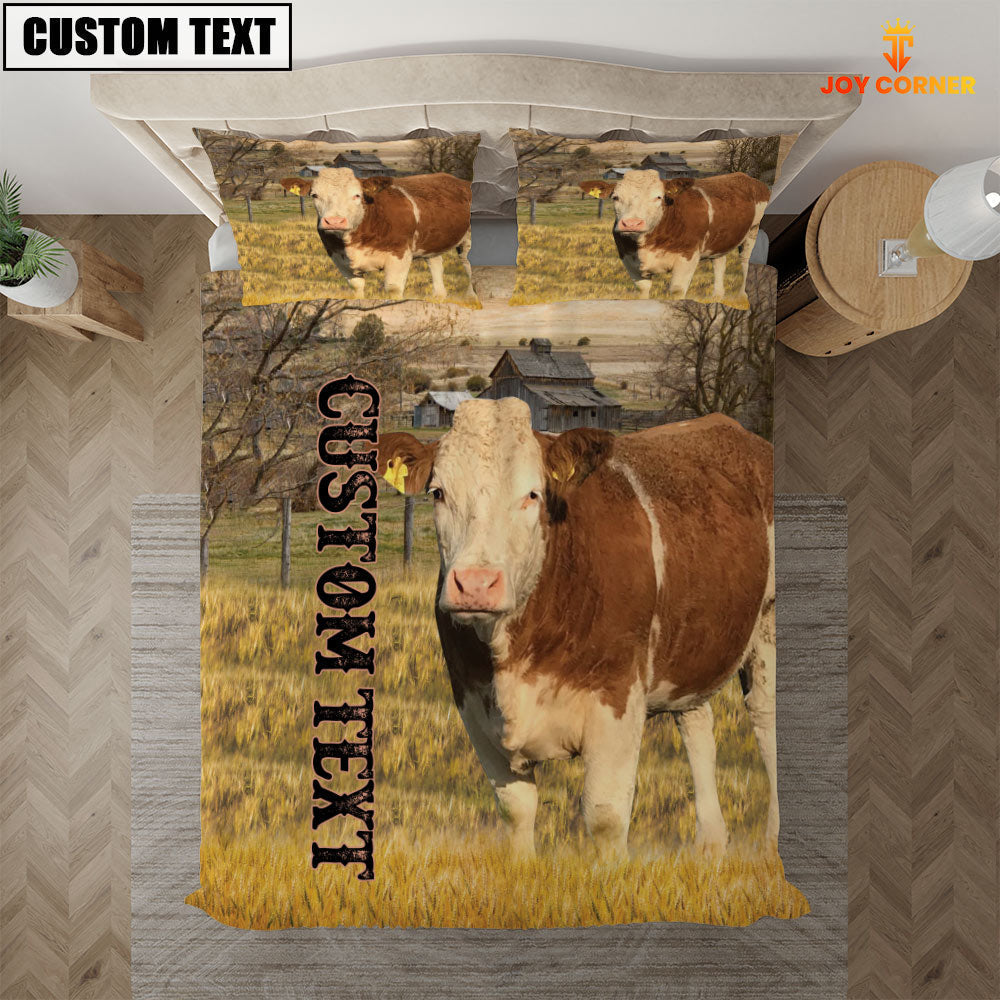 Personalized Name Simmental Cattle On The Farm 3D Bedding Set