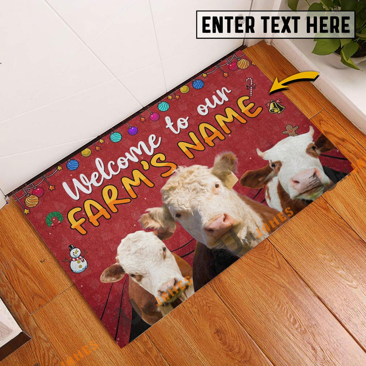 Hereford Christmas Custom Name Doormat