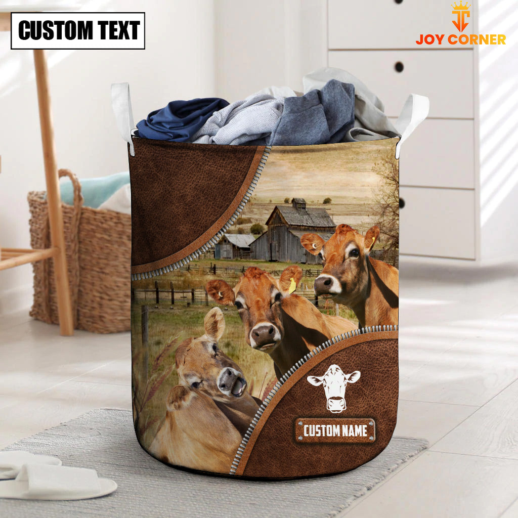 Jersey Cow Custom Name Laundry Basket