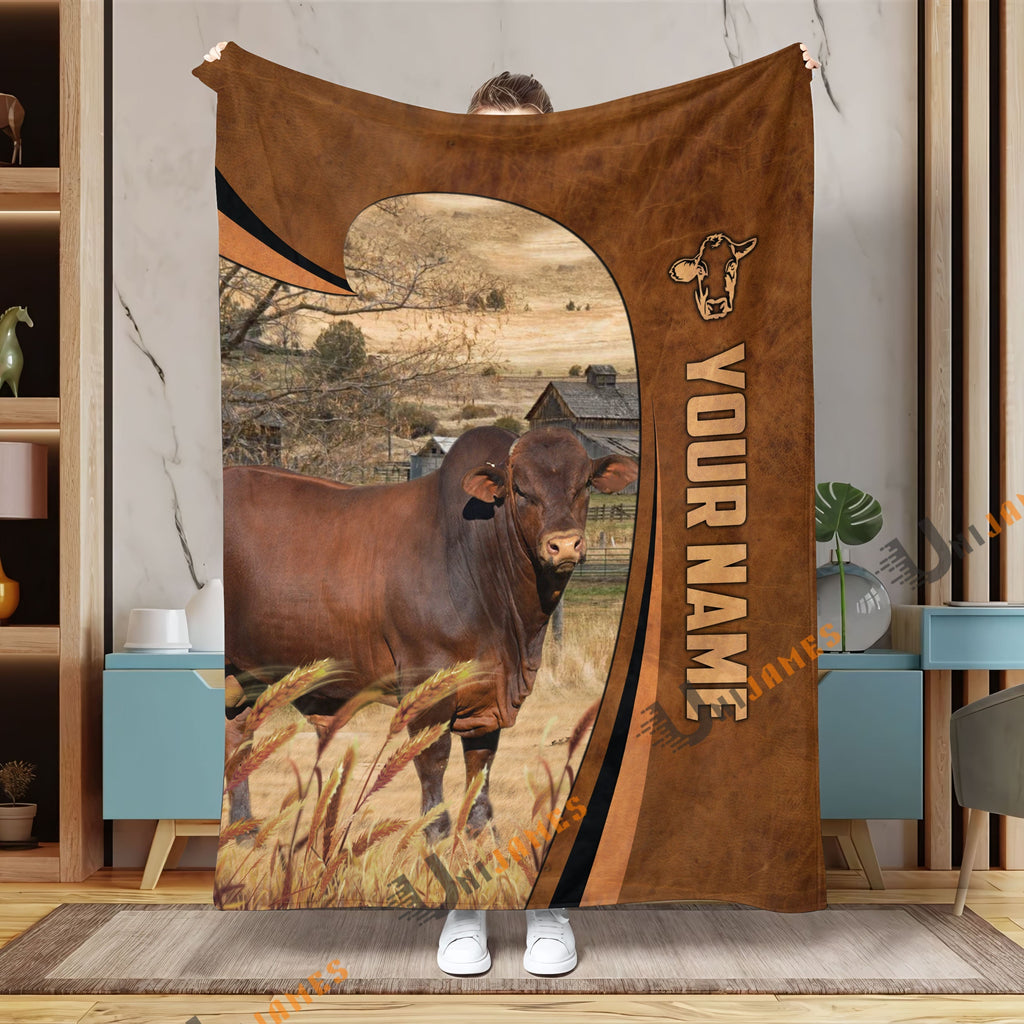 Personalized Name Beefmaster Premium Brown Pattern 3D Blanket