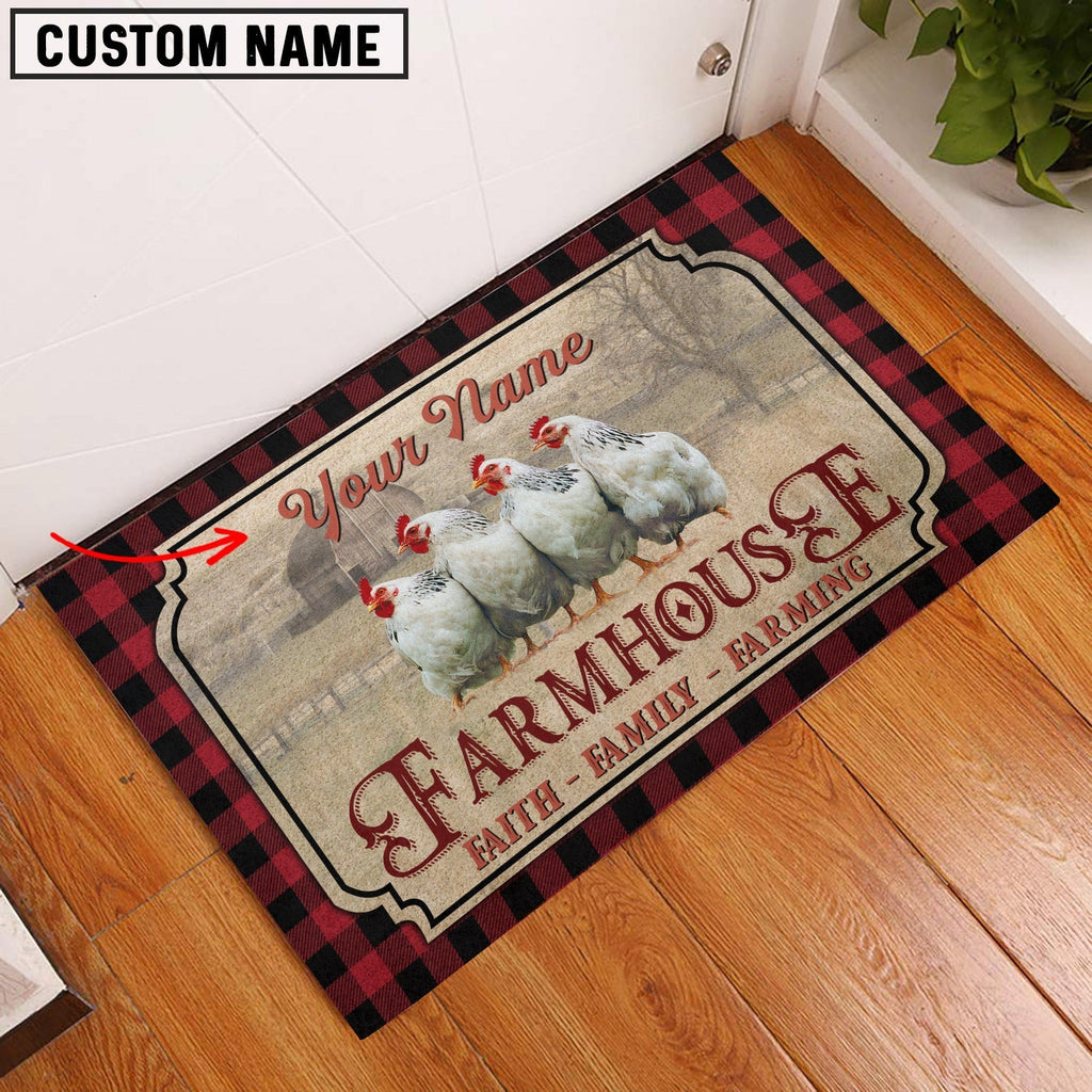 Chicken Faith Family Farming Custom Name Doormat